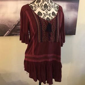 MOVING SALE Free People flowy burgundy tie top